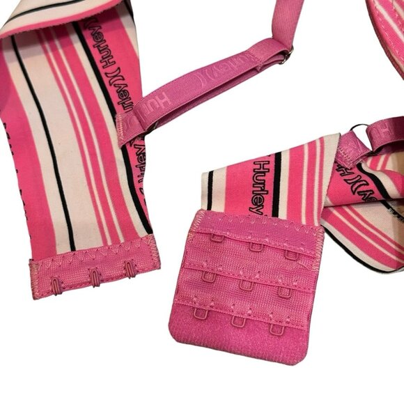 Hurley Women’s‎ Striped Bra 36C - 2 Pack Underwire Padded Pink and Black - Picture 3 of 4